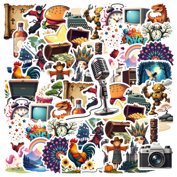 Colorful Adventure Stickers, Waterproof Fantasy Sticker for Water Bottle Laptop Phone Cases Planner Skateboard Luggage Helmet Party Favor Decor, Ideal for Adults Teens Teacher Rewards