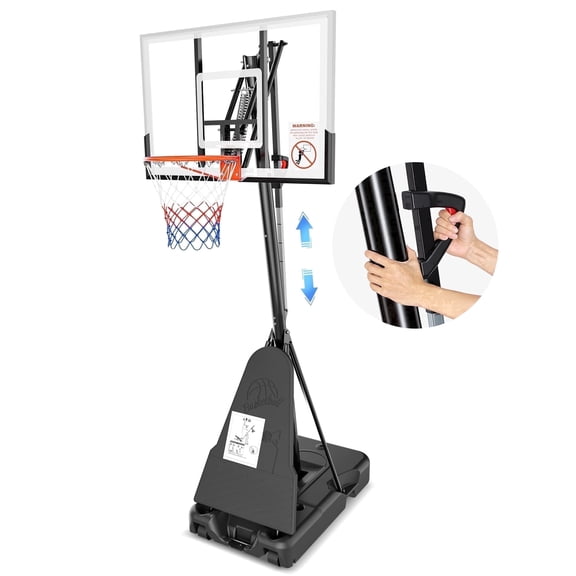 Naipo Basketball Hoop 54” Basketball Goal Stand Pull Lift Adjustment Height Adjustable 8ft - 10ft with Wheels for Youth Adult Outdoor Use