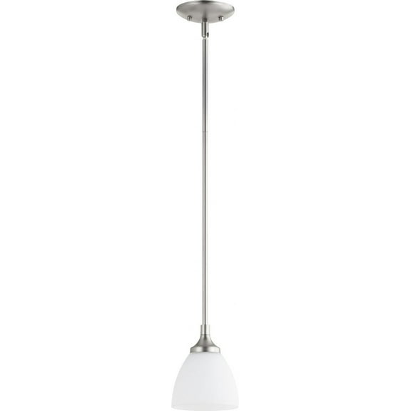 Quorum Lighting Enclave 1-Light Mini Pendant, Satin Nickel, Glass, Stem Hanging, 5.5W x 7H, Dry Rated