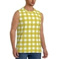 thumbnail image 2 of Disketp Yellow Checkboard Sleeveless Tshirts For Men, Muscle Shirts For Men Dry Fit Tank Top-X-Large, 2 of 8