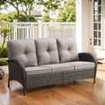 thumbnail image 7 of Giantfurnni Outdoor Patio Furniture Wicker 3 Seater Sofa Rattan Deep Seat Couch with Removable Cushion for Balcony, Deck, Backyard, 7 of 7