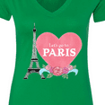 thumbnail image 4 of Inktastic Let's Go to Paris with Pink Heart and Eiffel Tower Women's V-Neck T-Shirt, 4 of 5