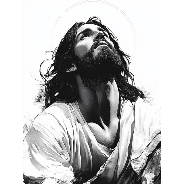 Qisvanset 12x16 Inch Jesus Minimalist Line Canvas Wall Art, Classic Portrait Art Baptism Gift Household Decor
