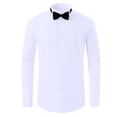 thumbnail image 4 of Ceisia Men's Formal Tuxedo Shirt Pleated Front Long Sleeve Solid Color Dress Shirt For Wedding Party White M Gift, 4 of 9