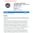 thumbnail image 2 of A/C Compressor Clutch Pulley - Compatible with 2008 - 2010 Ford F-450 Super Duty 6.4L V8 2009, 2 of 2