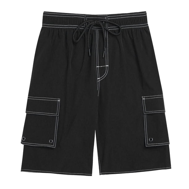 Pantalones Cortos para Hombre de Cintura Elástica con Bolsillos Pantalones de Verano Casuales de Color Sólido, Poliéster Ligero de Moda para la Playa, la Natación Y el Uso Diario