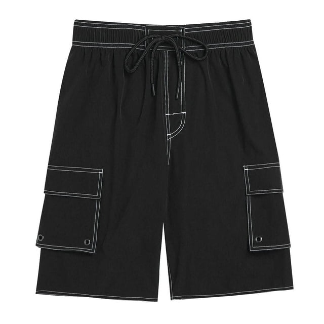 Pantalones Cortos para Hombre de Cintura Elástica con Bolsillos Pantalones de Verano Casuales de Color Sólido, Poliéster Ligero de Moda para la Playa, la Natación Y el Uso Diario