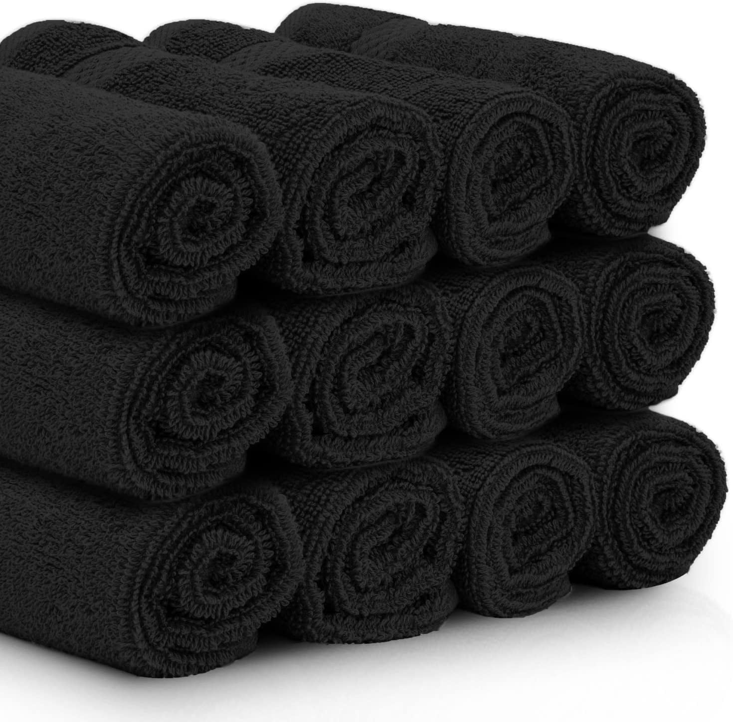 General Luxury Black Hand Towels - Soft 100% Turkish Cotton | Highly Absorbent Hotel spa Bathroom Towel Collection | 16x30 Inch | Set of 6
