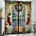 thumbnail image 5 of WNOOHIY Christmas Wreath Stocking Gift Pattern Decorative Curtains for Living Room Bedroom, Set of 2 Panels, 5 of 8