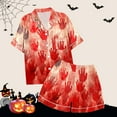 thumbnail image 5 of UngA Halloween Pjs for Women Pajama Set for Women 2 Piece Lounge Set Short Sleeve Tops and Shorts Soft Sleepwear Loungewear Sweatsuits Red,XL, 5 of 5