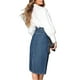 thumbnail image 3 of Sunloudy Falda de longitud media para mujer con cinturón, cierre de botón de cintura alta con amarre, prenda de color sólido Sunloudy moda, 3 of 10
