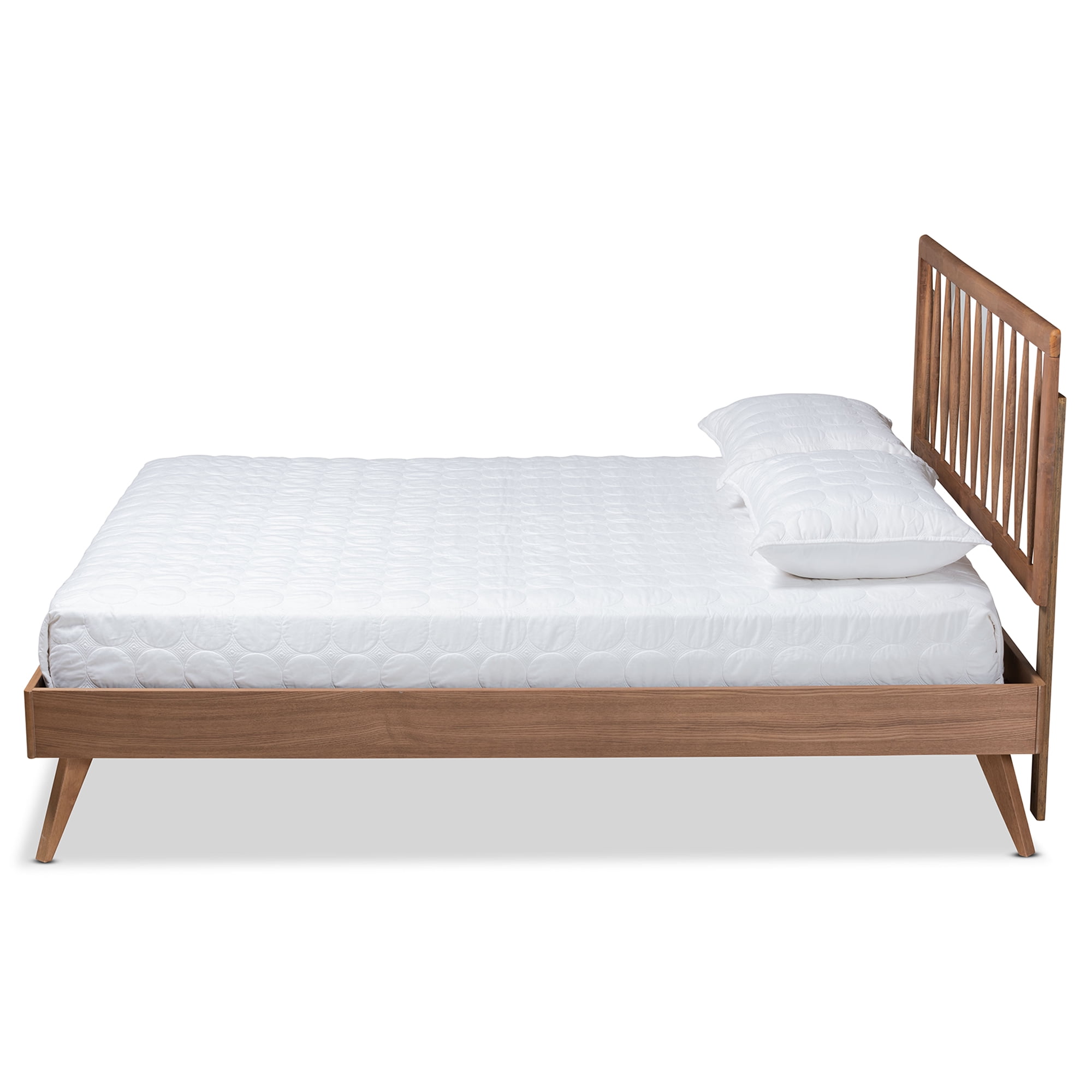 Baxton Studio Toru Mid-Century Wood Platform Bed, King, Ash Walnut