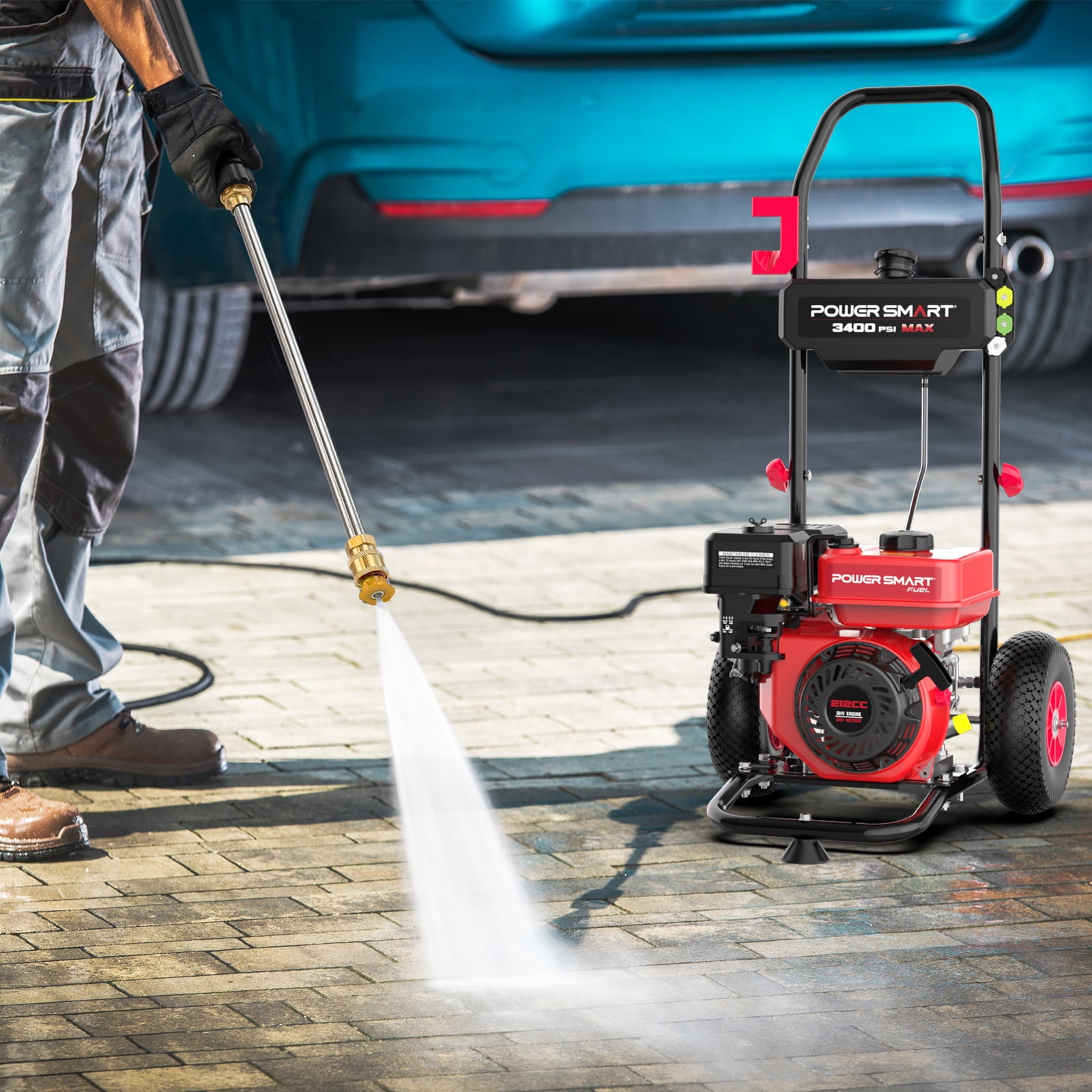 PowerSmart Gas Pressure Washer, 212cc, 3400PSI, 2.5GPM, 10-inch