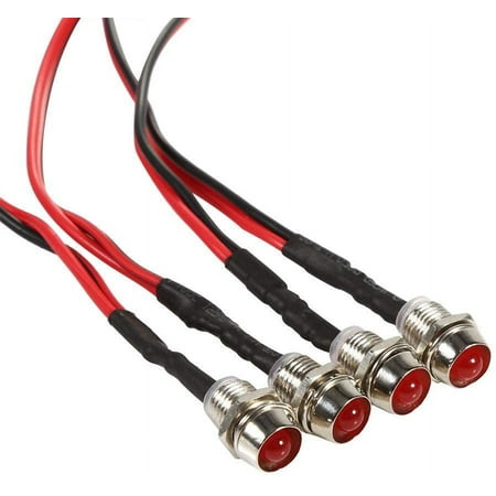 

MAYUJIAASE 4 Pcs 12V LED Pilot Light 8mm Indicator Lamp Car Van Boat Indicator Light Pilot Dash Bulbs Directional Lamp(Red) A01-612