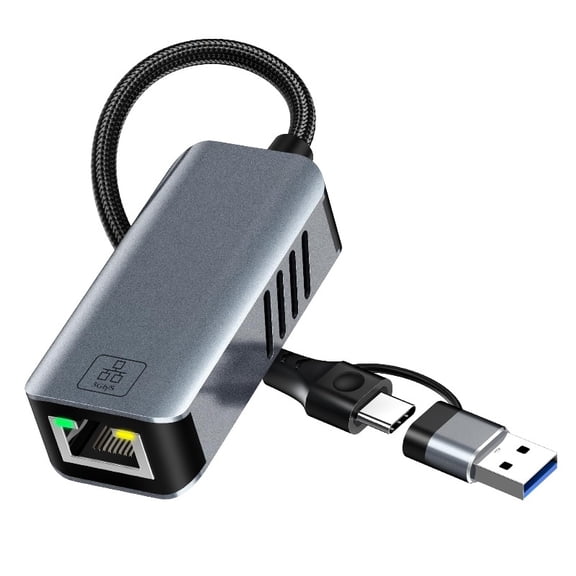 5Gbps USB to Ethernet Adapter — 5000Mbps USB-A/USB-C to RJ45 Network Converter; High-Speed LAN Ethernet Adapter for MacBook Air/Pro, HP, XPS, Laptops, Surface, and Android Phones