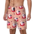 thumbnail image 2 of Uemuo Bunny And Strawberry Pattern Mens Swim Trunks Quick Dry Board Shorts with Mesh Lining, Stretch Beach Shorts Quick Dry No-Chafing Board Shorts-, 2 of 9