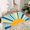 BBlue, variant on Yesfashion Carpets Area Rugs Washable (1400gsm) polyester pearl pile cotton TPR washed folding back printed carpet Yellow/Green 3*3ft round