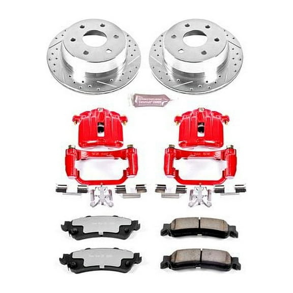 PowerStop Rear Z36 Truck & Tow Brake Pad and Rotor Kit with Red Powder Coated Calipers Fits: CHEVROLET GMC Select Models KC2018A-36