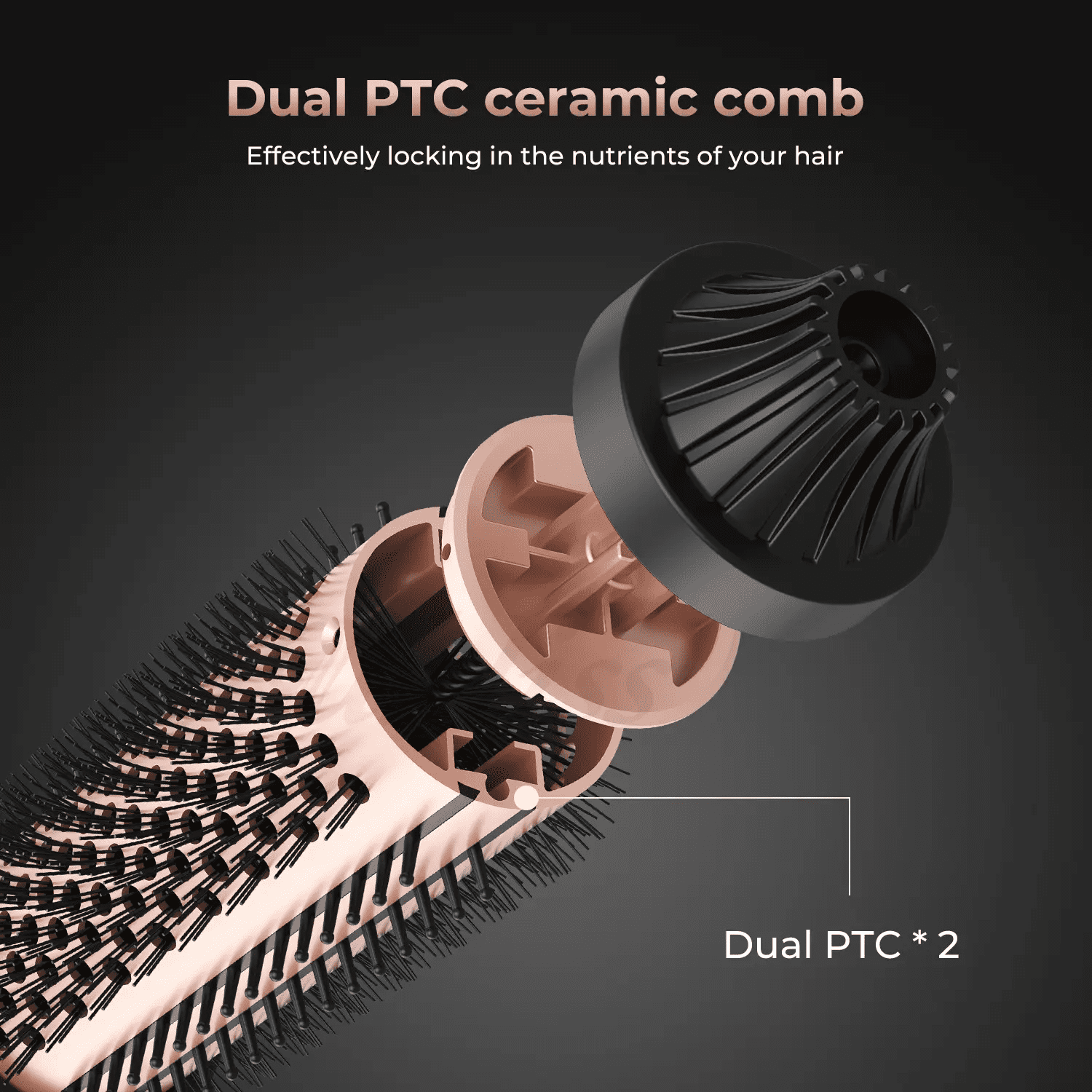 2025 Hot Air Round Brush Volumizer - 360° Rotating Ceramic Ionic Hair Curler & Styler (Electric Heated Comb)