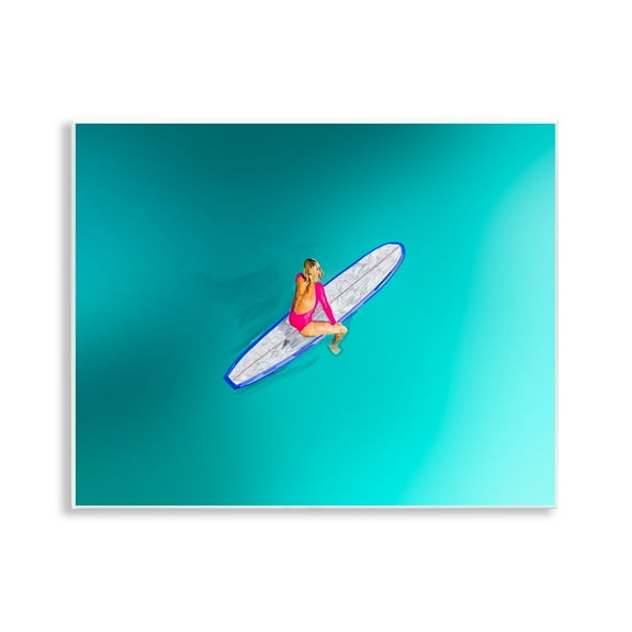 Stupell Industries Sitting on Peaceful Surfboard Nautical & Beach Painting Unframed Art Print Wall Art, 14 x 11