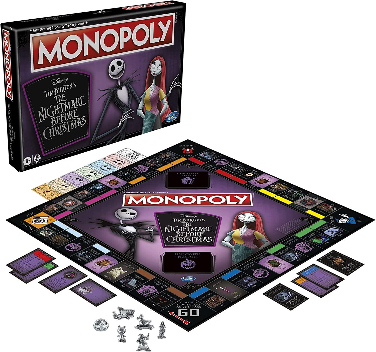 Monopoly: Disney Tim Burton's The Nightmare Before Christmas Edition Board Game, Fun Family Game, Board Game for Kids Ages 8 and Up ( Exclusive)