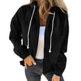 thumbnail image 2 of Zedker Corduroy Jacket Women Drawstring Hooded Pocket Zip Up Jacket Loose Shacket Coat, 2 of 7