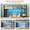 thumbnail image 5 of Amuzer Low Loft Bed with 6 Storage Drawers,LED Lights, Metal Loft Bed Twin Size with Open Storage Shelves, with 15" H Safety Guard Rail, Black, 5 of 10