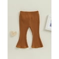 thumbnail image 2 of Bagilaanoe Newborn Baby Girl Flare Pants Solid Color Ribbed Trousers 3M 6M 9M 12M 18M 24M Infant Elastic Waist Fall Bell Bottom Casual Leggings, 2 of 7