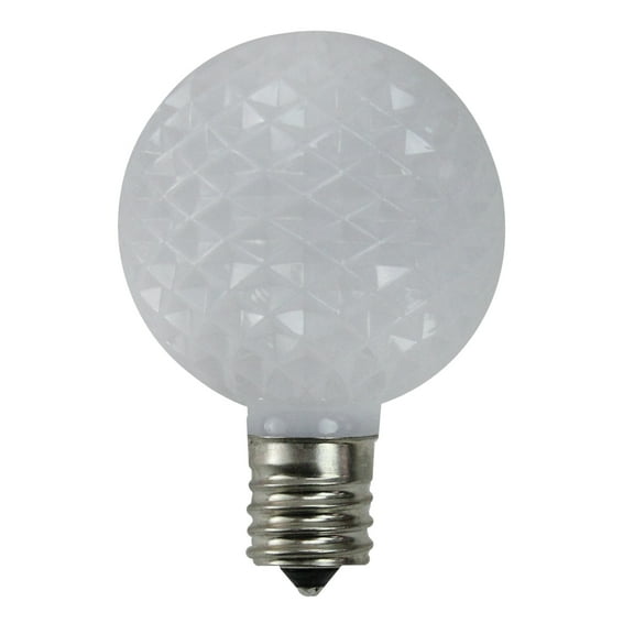 Pack of 25 Faceted LED G50 White Christmas Replacement Bulbs