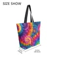 thumbnail image 4 of Open Top Canvas Tote Bag with Zipper Reusable Shopping Bag 13.5x15" Roomy Carryall Colorful Tie-dye with Swirling, 4 of 9
