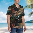 thumbnail image 3 of Fuzoiu Realistic Colorful Chameleon Print Hawaiian Shirt for Men, Summer Beach Casual Short Sleeve Button Down Shirts, Men’s Beach Summer Shirts with Pocket,XX-Large, 3 of 7