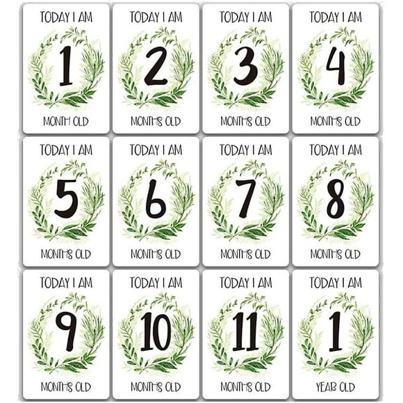 12 Cartes Jalons Mensuelles pour Bébé 1-12 Mois Garçons Filles Souvenirs Photo Bébés--(Yeeson)