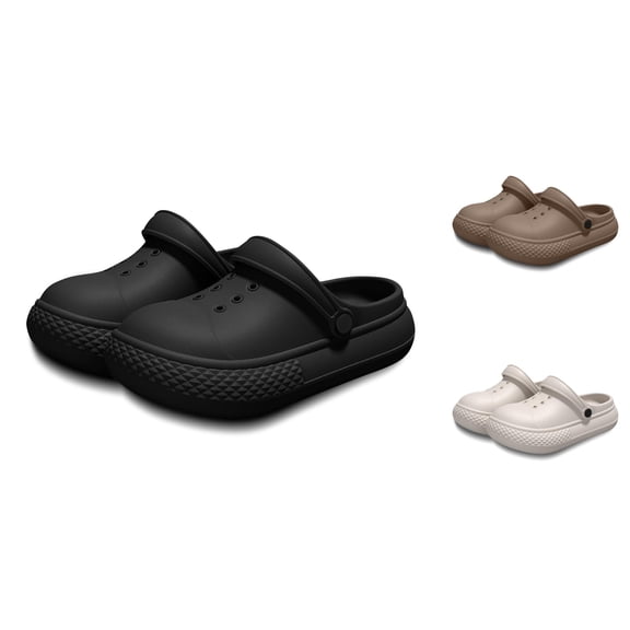 oqasdz Womens Slippers Summer Slide Sandals Thick Sole Comfort Clogs Slippers Solid Color Outdoor Beach Shoes with Non Design,Black
