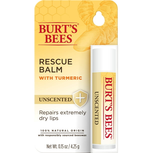Burt's Bees 100 Natural Origin Rescue Lip Balm, Unscented, 1 Count