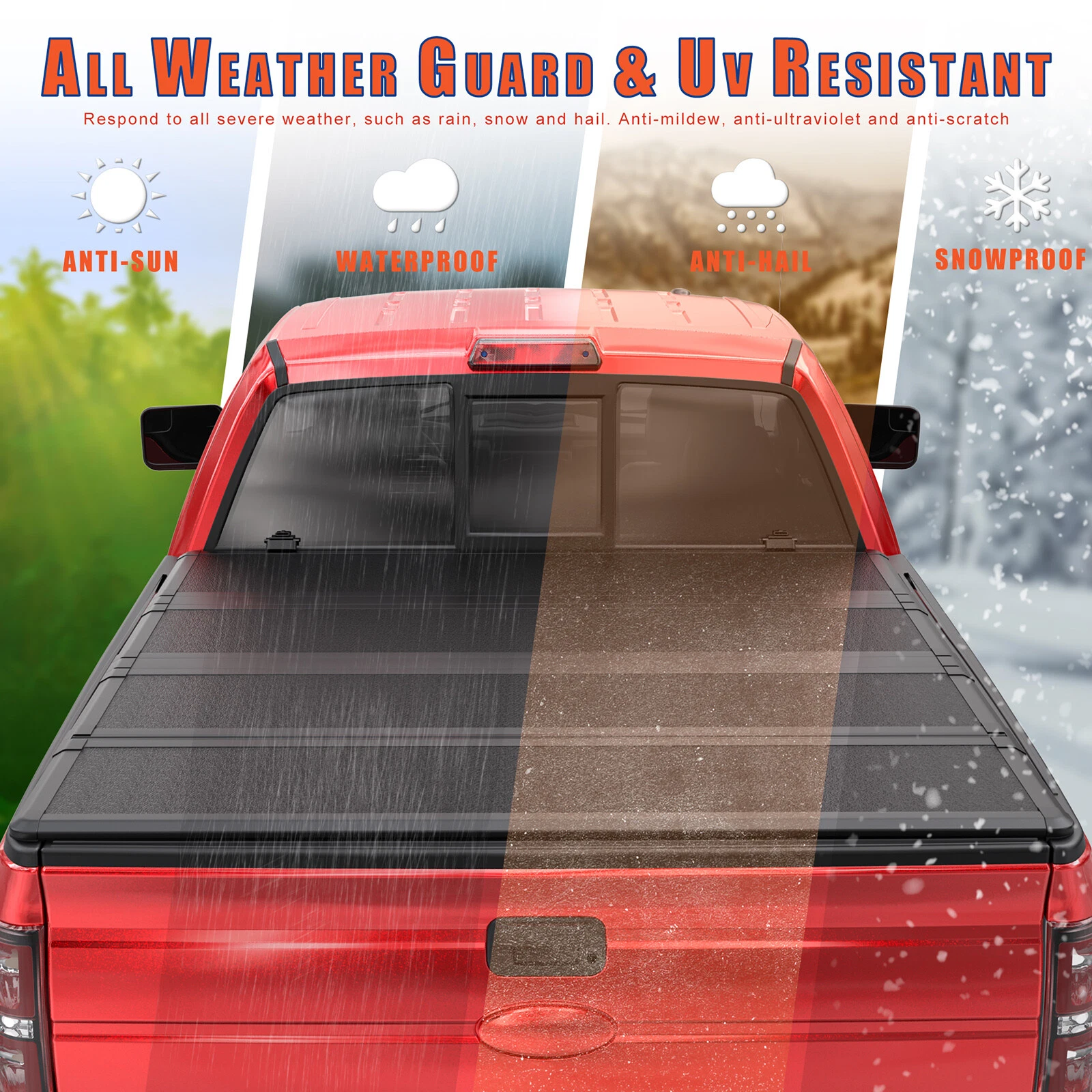 MOSTPLUS FRP 6.5FT 4-Fold Hard Truck Tonneau Cover for 2004-2026 Dodge Ram 1500 2500 3500 Truck Bed On Top Quad Fold