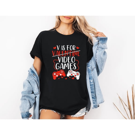 Vinyta "V Is For Video Games" T-Shirt, Sweatshirt, Hoodie - Gamer Valentine's Day Gift for Boys