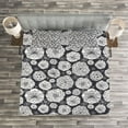 thumbnail image 3 of Ambesonne Nature Quilted Bedspread Set 3 Pcs, Sketchy Floral Dandelion, King Size, Black and White, 3 of 3