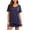 Navy, variant on Women's 2 Piece Pajama Set Modal Blend Star Print Short Sleeve Top and Shorts Loungewear with Lettuce Edge Elastic Waist Summer Sleepwear
