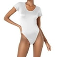 thumbnail image 1 of Body de manga corta con cuello redondo y alta elasticidad para mujer - Mono ajustado, 1 of 2