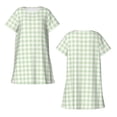 thumbnail image 5 of Salouo Green Checkboard Print Short Sleeve Sleepshirt for Womens Comfy Nightgown Scoopneck Cute Nightdress Ruffle -Large, 5 of 7