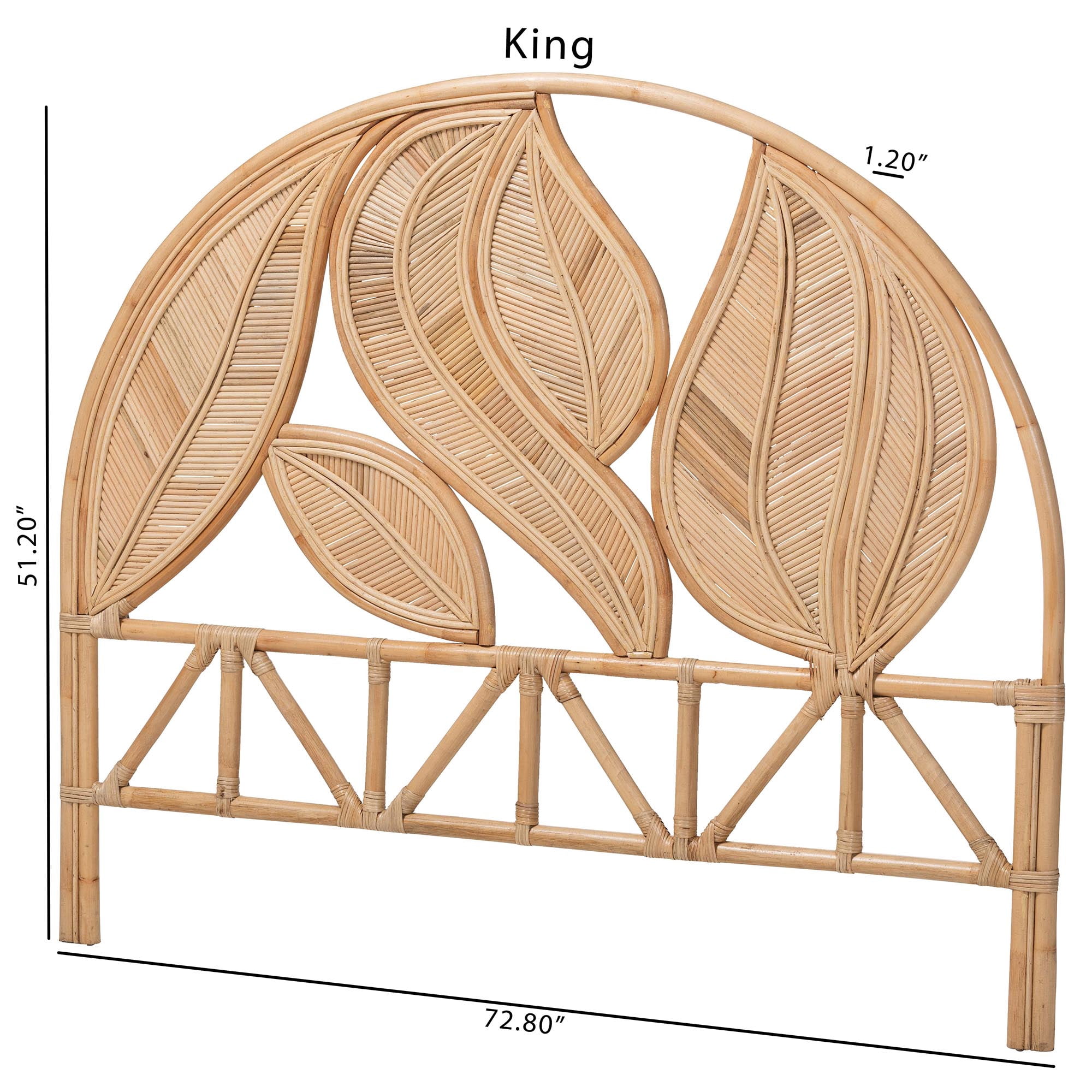 bali & pari Lifen Boho Standalone Headboard, King, Natural Rattan