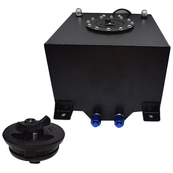 Black 5 Gallon Coated Aluminum Fuel Cell Gas Tank & Level Sender Racing Drifting
