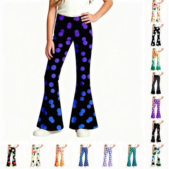 JAJAHO Girls Flare Leggings Flat Front Polka Dot Bootcut Pants For Girls Clothes, Sizes 5-16