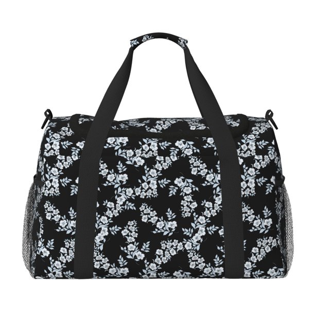 Fotbe Flower Bolsa de Viaje con Estampado, Bolsa de Fin de Semana para Mujer con Compartimento para Zapatos, Bolsa de Gimnasio con Bolsillo Húmedo