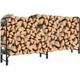 thumbnail image 2 of OUYAWEI 8FT FireWood Rack Stand,Outdoor Wood Storage Holder for Fireplace & Patio,Durable Steel Log Rack with ZippeRed Protection,Heavy Duty Wood Rack Keep FireWood Organized,Black, 2 of 9