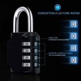thumbnail image 2 of [2 Pieces] 4-Digit Combination Lock, Waterproof Combination Lock, Waterproof Metal and Plated Steel Combination Clasp (Black), 2 of 4