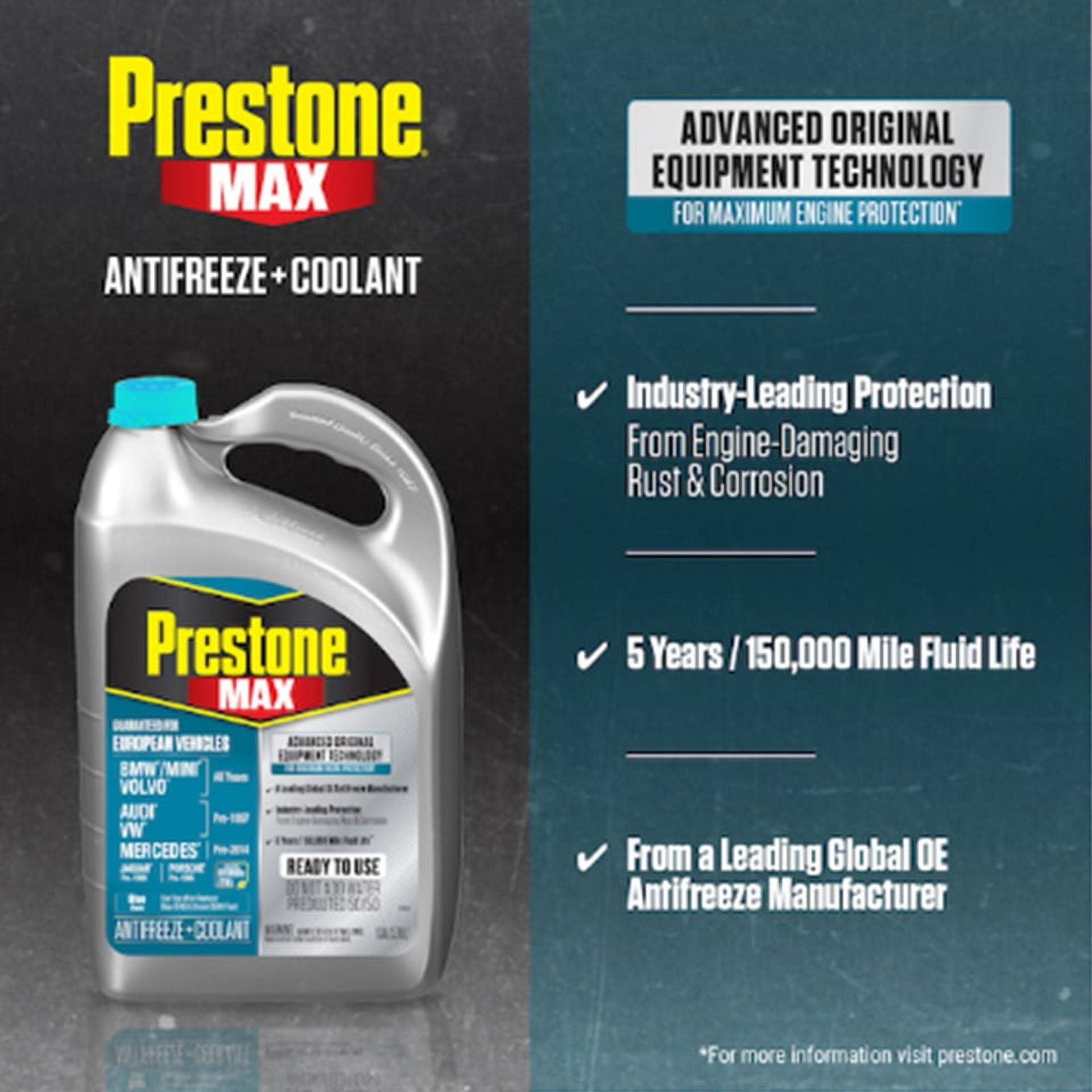 Prestone Max 50% European Lit Blue Af 6110 Antifreeze/Coolant, 1 Gallon