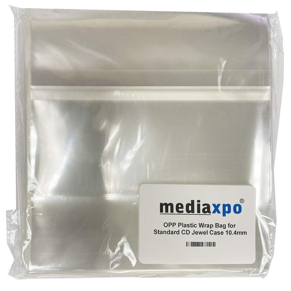 mediaxpo 500 OPP Plastic Wrap Bag for Standard CD Jewel Case 10.4mm