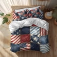 thumbnail image 2 of Independence Day Queen Size Comforter Set, Retro American Flag Plaid Red Blue Stripes Abstract Bedding for All Seasons, 4 Pcs Bed Set, 1Quiltcover (90"x92") ,1Sheet(94"x116"), 2Pillowcases (30"x20"), 2 of 9