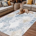 thumbnail image 2 of Fsddascl Blue Beige Floral Outdoor Rug for Patio/Deck/Porch, Non-Slip Large Area Rug 4 x 6 Ft, Vintage Smear Abstract Art Indoor Outdoor Rugs Washable Area Rugs, Reversible Camping Rug Carpet Runner, 2 of 5